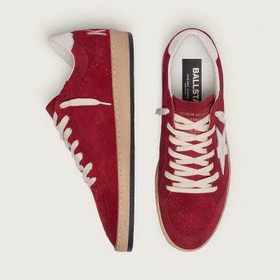 Golden Goose Ball Star In Red Suede With White Star Golden Goose Ball Star In Red Suede With White Star