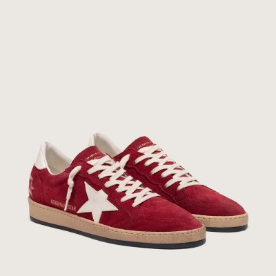 Golden Goose Ball Star In Red Suede With White Star Golden Goose Ball Star In Red Suede With White Star