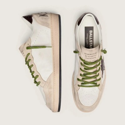 Golden Goose Ball Star In White Leather With Burgundy Croc-Effect Star Golden Goose Ball Star In White Leather With Burgundy Croc-Effect Star