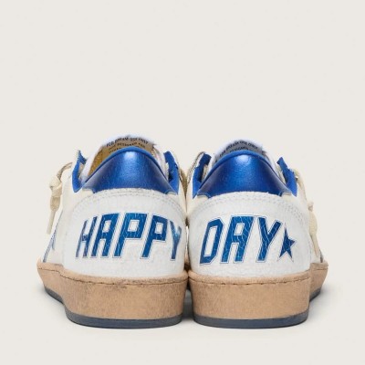 Golden Goose Ball Star Wishes In White Nappa Leather With A Bright Blue Star And Heel Tab Golden Goose Ball Star Wishes In White Nappa Leather With A Bright Blue Star And Heel Tab