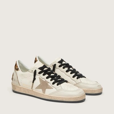 Golden Goose Ball Star Wishes With Suede Star And Leopard-Print Pony Skin Heel Tab Golden Goose Ball Star Wishes With Suede Star And Leopard-Print Pony Skin Heel Tab