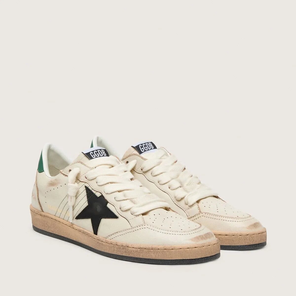 Golden Goose Ball Star With Black Leather Star And Green Leather Heel Tab Golden Goose Ball Star With Black Leather Star And Green Leather Heel Tab