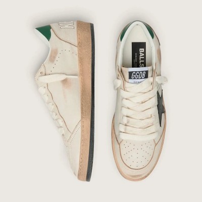 Golden Goose Ball Star With Black Leather Star And Green Leather Heel Tab Golden Goose Ball Star With Black Leather Star And Green Leather Heel Tab