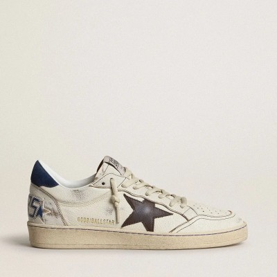 Golden Goose Ball Star With Black Star And Blue Suede Heel Tab Golden Goose Ball Star With Black Star And Blue Suede Heel Tab