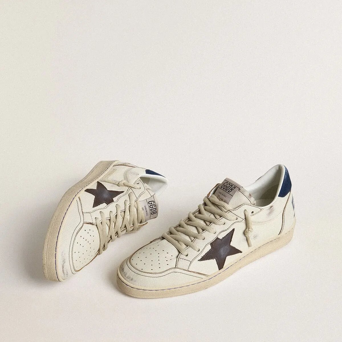Golden Goose Ball Star With Black Star And Blue Suede Heel Tab Golden Goose Ball Star With Black Star And Blue Suede Heel Tab