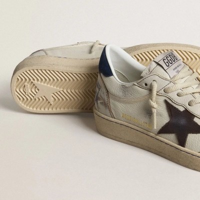 Golden Goose Ball Star With Black Star And Blue Suede Heel Tab Golden Goose Ball Star With Black Star And Blue Suede Heel Tab