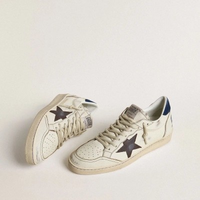 Golden Goose Ball Star With Black Star And Blue Suede Heel Tab Golden Goose Ball Star With Black Star And Blue Suede Heel Tab