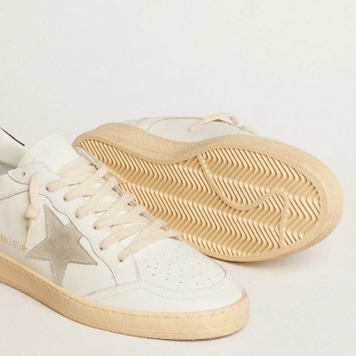 Golden Goose Ball Star With Ice-Gray Suede Star And Blue Leather Heel Tab Golden Goose Ball Star With Ice-Gray Suede Star And Blue Leather Heel Tab