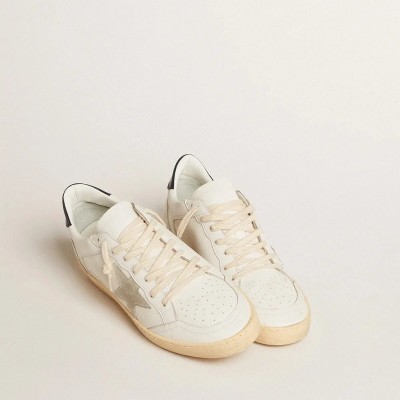 Golden Goose Ball Star With Ice-Gray Suede Star And Blue Leather Heel Tab Golden Goose Ball Star With Ice-Gray Suede Star And Blue Leather Heel Tab