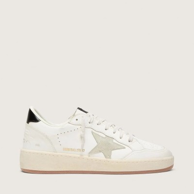 Golden Goose Ball Star With Ice-Gray Suede Star And Glossy Black Leather Heel Tab Golden Goose Ball Star With Ice-Gray Suede Star And Glossy Black Leather Heel Tab
