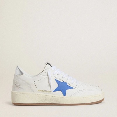 Golden Goose Ball Star With Light Blue Leather Star And Silver Foiled Leather Heel Tab Golden Goose Ball Star With Light Blue Leather Star And Silver Foiled Leather Heel Tab