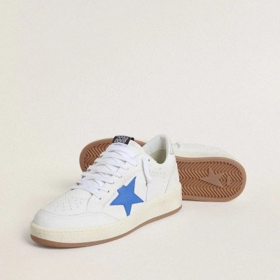 Golden Goose Ball Star With Light Blue Leather Star And Silver Foiled Leather Heel Tab Golden Goose Ball Star With Light Blue Leather Star And Silver Foiled Leather Heel Tab