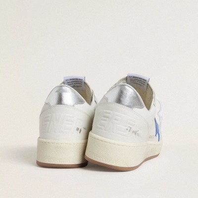 Golden Goose Ball Star With Light Blue Leather Star And Silver Foiled Leather Heel Tab Golden Goose Ball Star With Light Blue Leather Star And Silver Foiled Leather Heel Tab