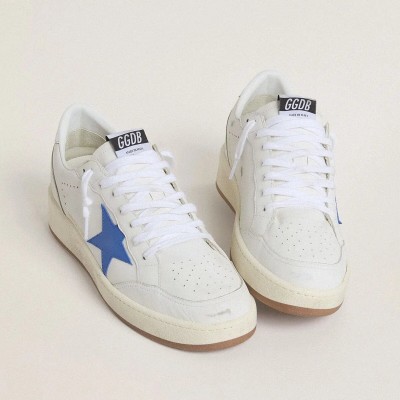 Golden Goose Ball Star With Light Blue Leather Star And Silver Foiled Leather Heel Tab Golden Goose Ball Star With Light Blue Leather Star And Silver Foiled Leather Heel Tab