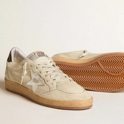 Golden Goose Ball Star With Silver Leather Star And Green Leather Heel Tab Golden Goose Ball Star With Silver Leather Star And Green Leather Heel Tab