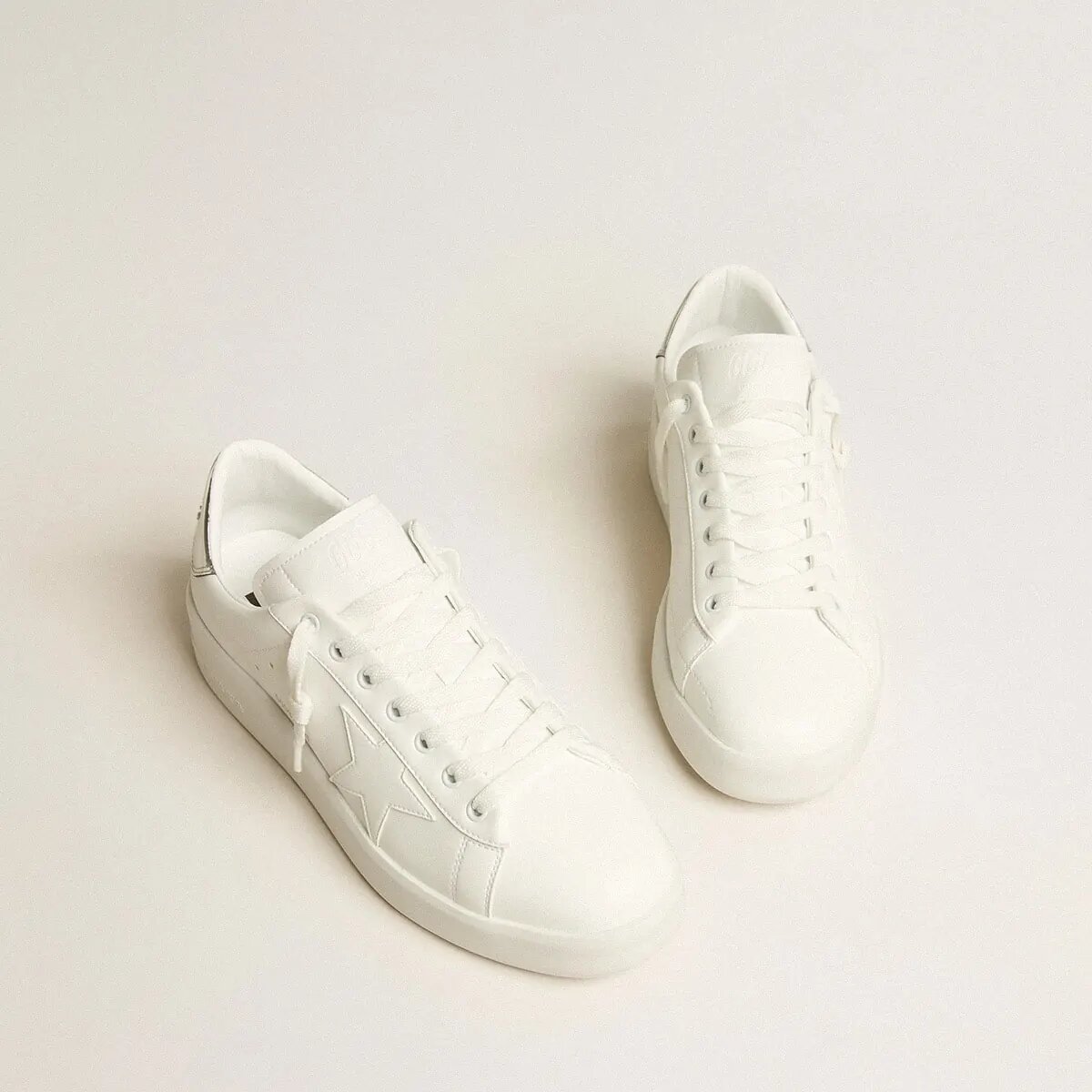 Golden Goose Bio-Based Purestar With White Star And Mirror-Effect Heel Tab Golden Goose Bio-Based Purestar With White Star And Mirror-Effect Heel Tab