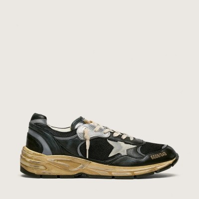 Golden Goose Dad-Star In Black And Silver Mesh And Nappa With Ice-Gray Star Golden Goose Dad-Star In Black And Silver Mesh And Nappa With Ice-Gray Star