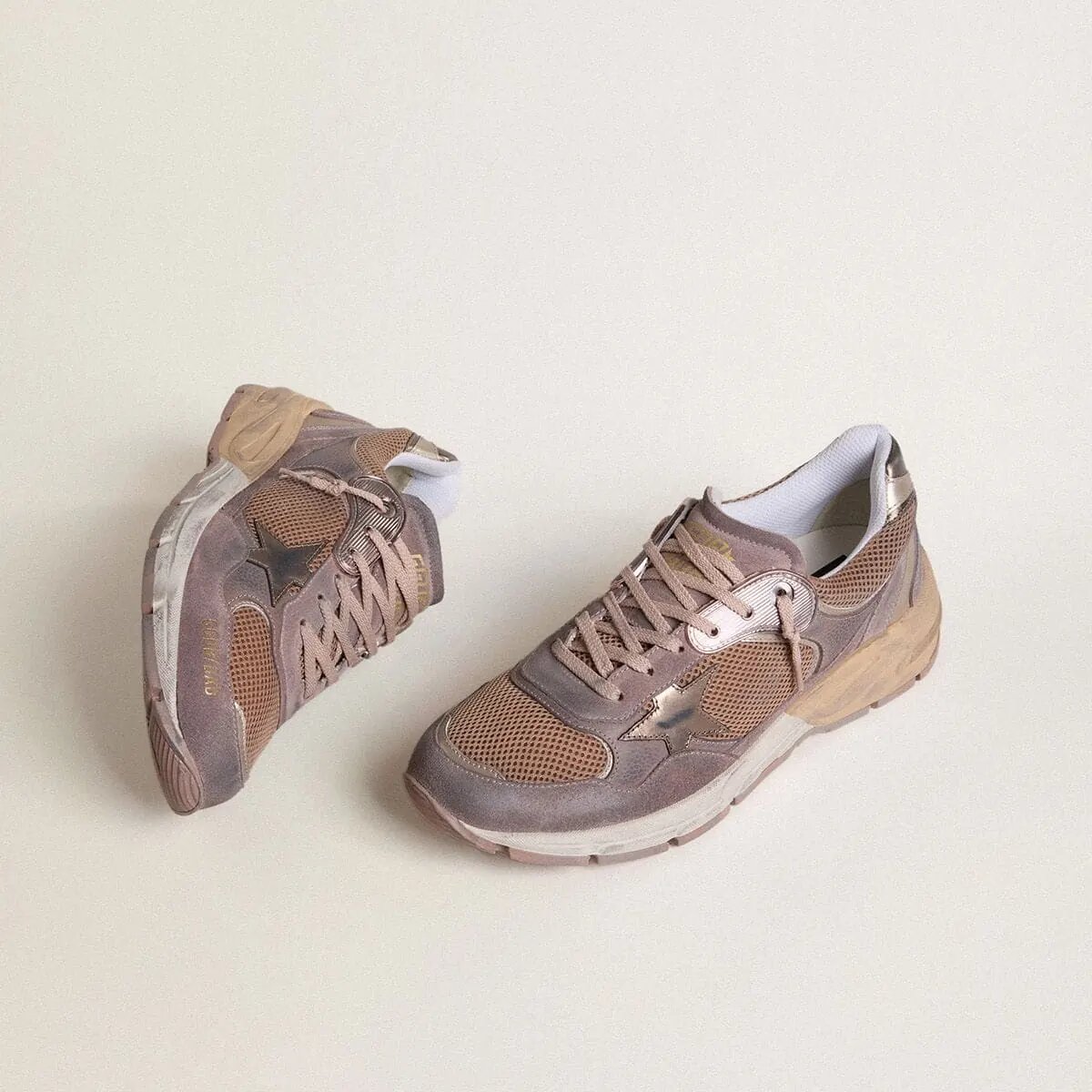 Golden Goose Dad-Star In Lilac Suede And Mesh With Laminated Leather Star And Heel Tab Golden Goose Dad-Star In Lilac Suede And Mesh With Laminated Leather Star And Heel Tab