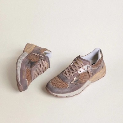 Golden Goose Dad-Star In Lilac Suede And Mesh With Laminated Leather Star And Heel Tab Golden Goose Dad-Star In Lilac Suede And Mesh With Laminated Leather Star And Heel Tab
