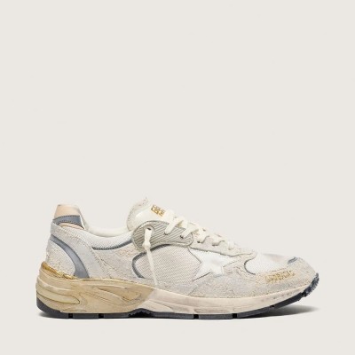 Golden Goose Dad-Star In Suede And Mesh With White Leather Star And Beige Leather Heel Tab Golden Goose Dad-Star In Suede And Mesh With White Leather Star And Beige Leather Heel Tab