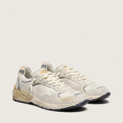 Golden Goose Dad-Star In Suede And Mesh With White Leather Star And Beige Leather Heel Tab Golden Goose Dad-Star In Suede And Mesh With White Leather Star And Beige Leather Heel Tab