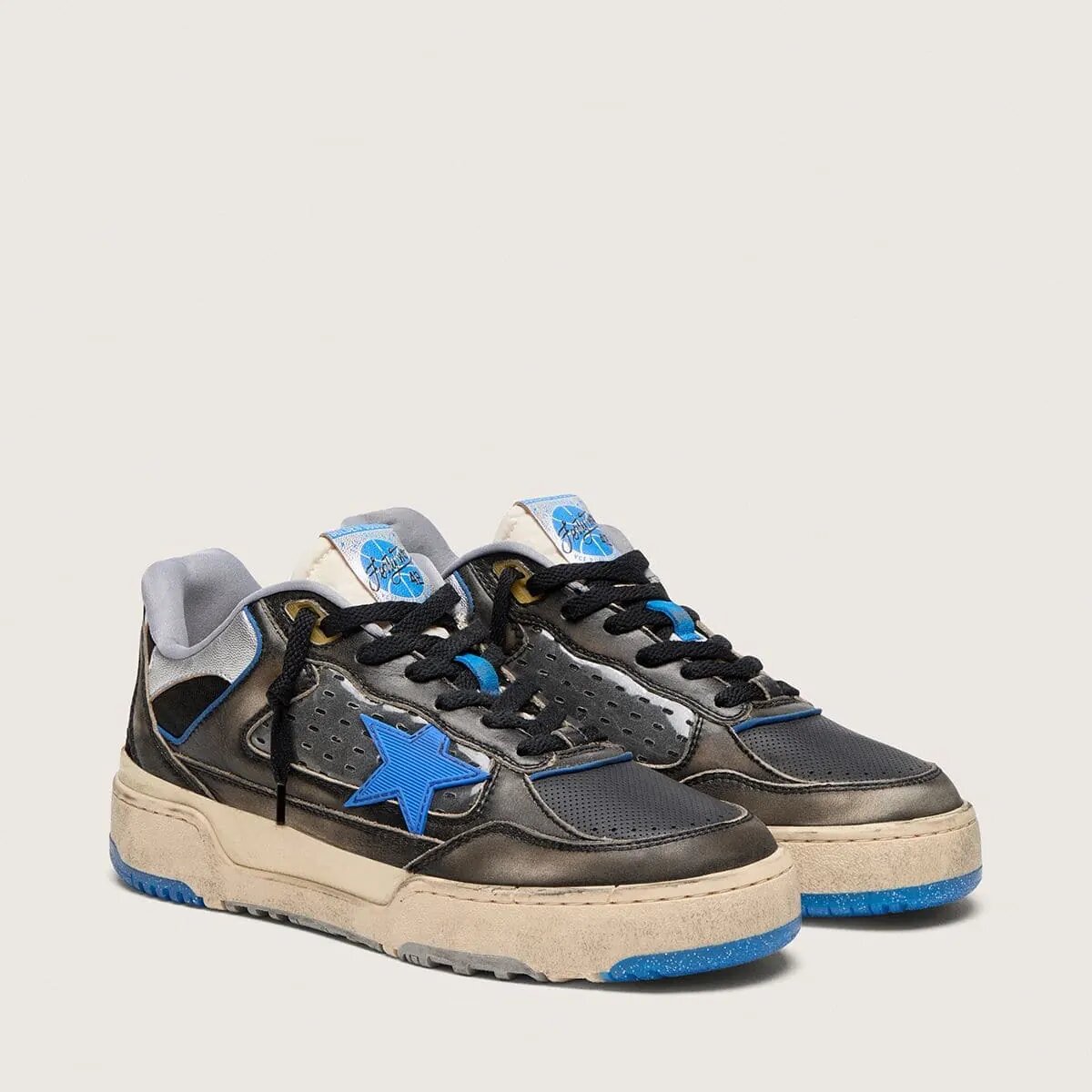 Golden Goose Forty2 In Black Foam Rubber And Leather With Tpu Star And Black Leather Heel Tab Golden Goose Forty2 In Black Foam Rubber And Leather With Tpu Star And Black Leather Heel Tab