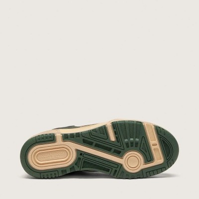Golden Goose Forty2 In Green Leather And Cream Nylon With Tpu Star And Silver Leather Heel Tab Golden Goose Forty2 In Green Leather And Cream Nylon With Tpu Star And Silver Leather Heel Tab