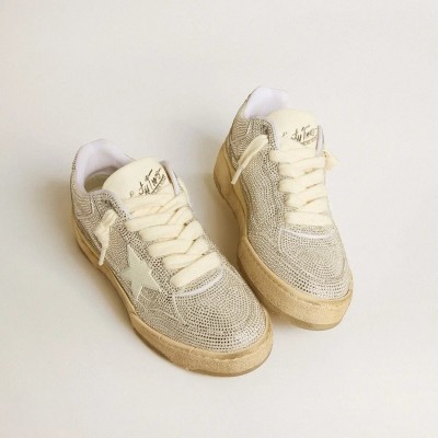 Golden Goose Forty2 In White Leather And Swarovski Crystals With White Tpu Star Golden Goose Forty2 In White Leather And Swarovski Crystals With White Tpu Star