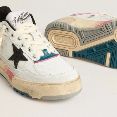 Golden Goose Forty2 With Black Star And Silver Foiled Leather Heel Tab Golden Goose Forty2 With Black Star And Silver Foiled Leather Heel Tab