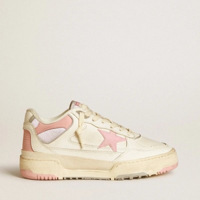 Golden Goose Forty2 With Pink Star And White Leather Heel Tab Golden Goose Forty2 With Pink Star And White Leather Heel Tab