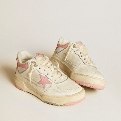 Golden Goose Forty2 With Pink Star And White Leather Heel Tab Golden Goose Forty2 With Pink Star And White Leather Heel Tab