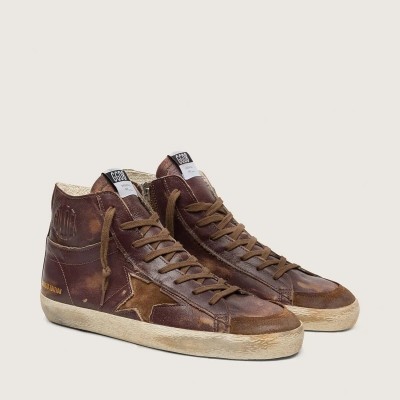 Golden Goose Francy Ltd In Dark Brown Leather With Beige Star Golden Goose Francy Ltd In Dark Brown Leather With Beige Star