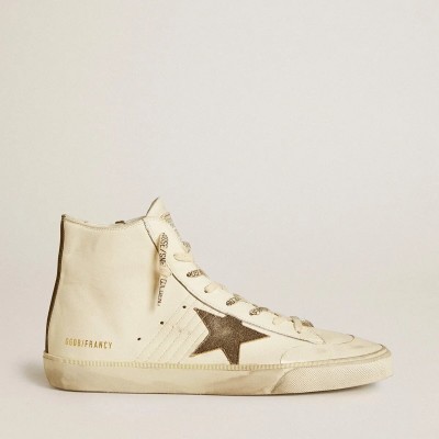 Golden Goose Francy Penstar In Nappa With Black Suede Star And Cotton Heel Tab Golden Goose Francy Penstar In Nappa With Black Suede Star And Cotton Heel Tab