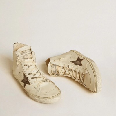 Golden Goose Francy Penstar In Nappa With Black Suede Star And Cotton Heel Tab Golden Goose Francy Penstar In Nappa With Black Suede Star And Cotton Heel Tab