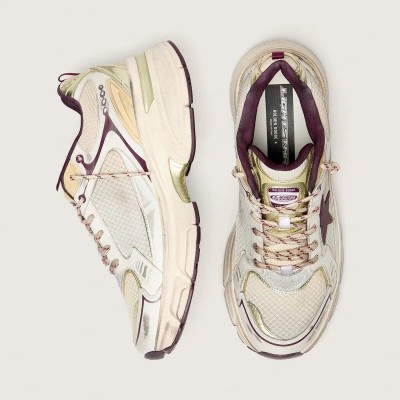 Golden Goose Lightstar Cny In White Mesh And Leather With Wine-Red Tpu Star Golden Goose Lightstar Cny In White Mesh And Leather With Wine-Red Tpu Star