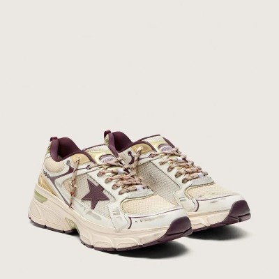 Golden Goose Lightstar Cny In White Mesh And Leather With Wine-Red Tpu Star Golden Goose Lightstar Cny In White Mesh And Leather With Wine-Red Tpu Star