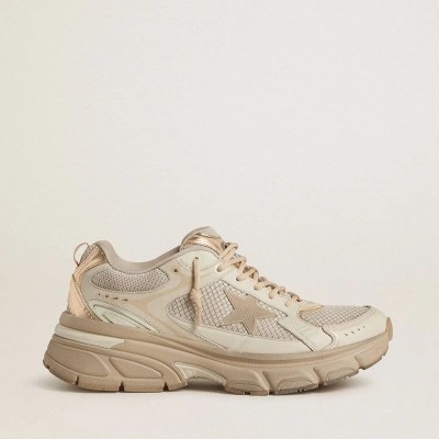 Golden Goose Lightstar In Dove-Gray Leather And Mesh With Beige Tpu Star Golden Goose Lightstar In Dove-Gray Leather And Mesh With Beige Tpu Star