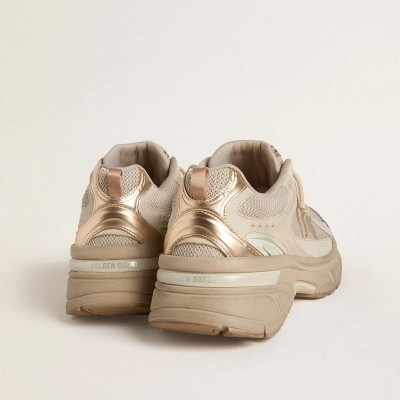 Golden Goose Lightstar In Dove-Gray Leather And Mesh With Beige Tpu Star Golden Goose Lightstar In Dove-Gray Leather And Mesh With Beige Tpu Star