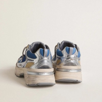 Golden Goose Lightstar In Light Blue Mesh With White Tpu Star And Silver Bio-Based Inserts Golden Goose Lightstar In Light Blue Mesh With White Tpu Star And Silver Bio-Based Inserts