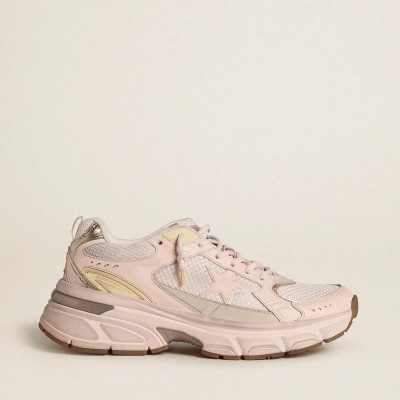 Golden Goose Lightstar With Pink Leather And Mesh Upper And Pink Star Golden Goose Lightstar With Pink Leather And Mesh Upper And Pink Star