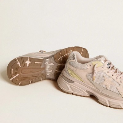 Golden Goose Lightstar With Pink Leather And Mesh Upper And Pink Star Golden Goose Lightstar With Pink Leather And Mesh Upper And Pink Star