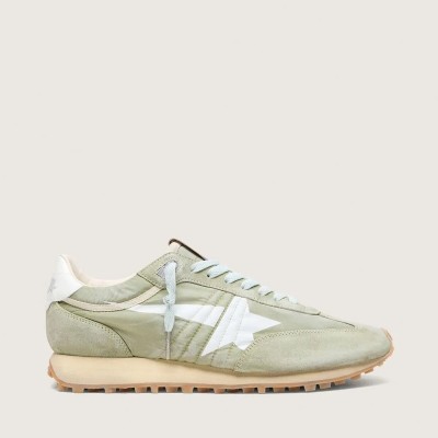 Golden Goose Marathon In Sage-Green Nylon With White Star Golden Goose Marathon In Sage-Green Nylon With White Star