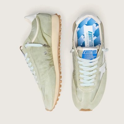 Golden Goose Marathon In Sage-Green Nylon With White Star Golden Goose Marathon In Sage-Green Nylon With White Star