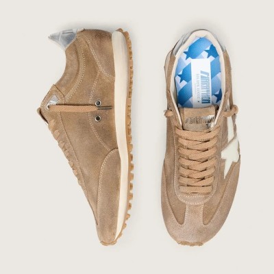 Golden Goose Marathon In Tobacco Suede With White Star Golden Goose Marathon In Tobacco Suede With White Star