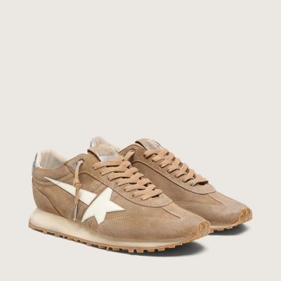 Golden Goose Marathon In Tobacco Suede With White Star Golden Goose Marathon In Tobacco Suede With White Star