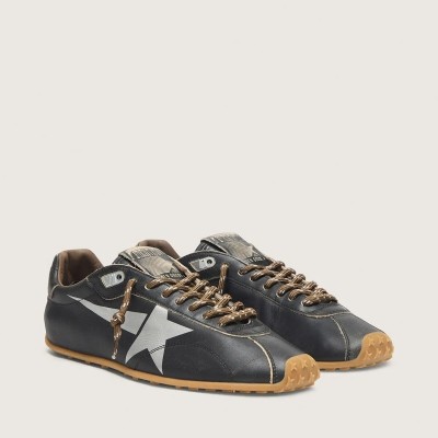 Golden Goose Marathon Speed With Black Leather Upper And Silver Star Golden Goose Marathon Speed With Black Leather Upper And Silver Star