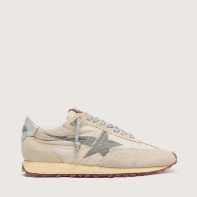 Golden Goose Marathon With Beige Nylon Upper And Gray Star Golden Goose Marathon With Beige Nylon Upper And Gray Star
