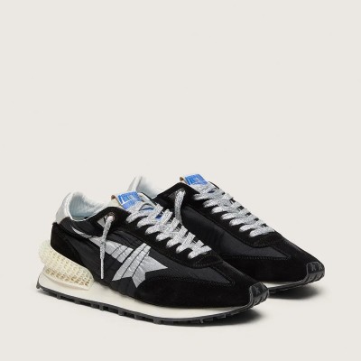 Golden Goose Marathon With Black Ripstop Nylon Upper And Silver Star Golden Goose Marathon With Black Ripstop Nylon Upper And Silver Star
