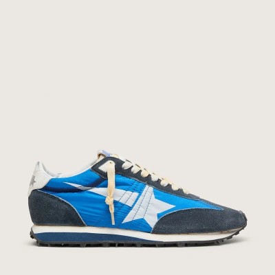 Golden Goose Marathon With Blue Nylon Upper And White Star Golden Goose Marathon With Blue Nylon Upper And White Star