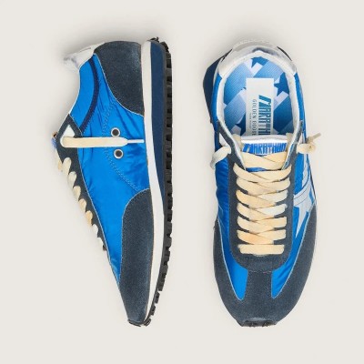 Golden Goose Marathon With Blue Nylon Upper And White Star Golden Goose Marathon With Blue Nylon Upper And White Star